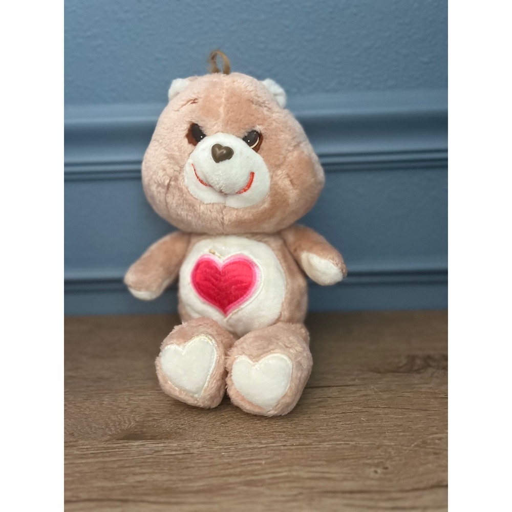 Vintage Care Bears Love-a-Lot‎ Bear Pink Plush 13 Inch Heart Badge 1980s Toy